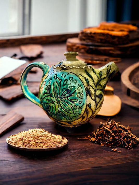 Black Stoneware Seashell Teapot