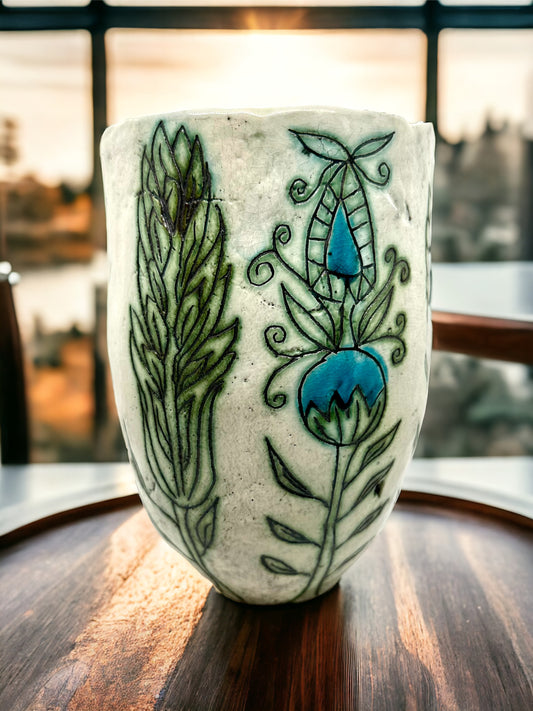 Rustic Stoneware Stylized Flowers