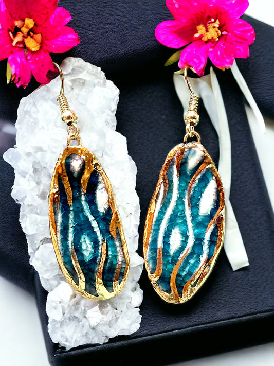 Gold Luster MCM Ocean Teal Earings